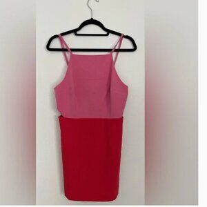 French Connection Whisper Colorblock Cutout Red Pink Bodycon Cocktail Dress Sz 8
